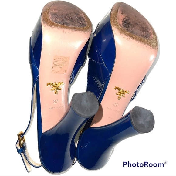 Prada Patent leather Navy sling back heels - Picture 5 of 6